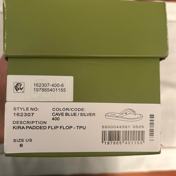 NEW in Box Tory Burch Cave Blue & Silver Kira Padded Flip Flops size 6 - Picture 3 of 4